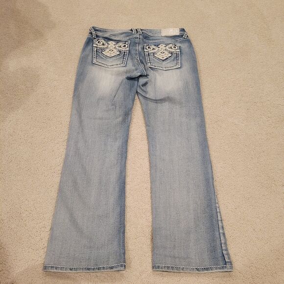 Shyanne Bootcut Western Low Rise Denim Jeans Rhinestone Embellished 32x27 - Picture 3 of 10